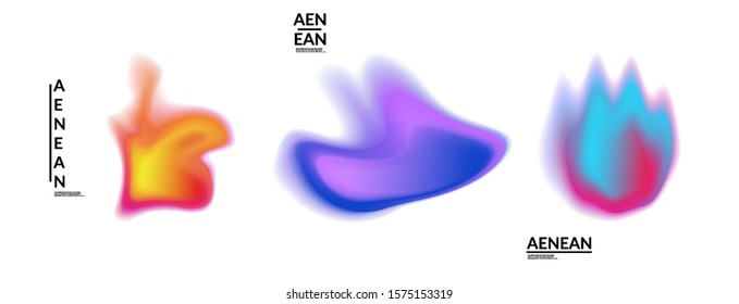 Abstract futuristic wavy shapes. Set of blended transparent gradients. Futuristic vector illustration badge set. Smooth fluid bubbles with flame effect.

