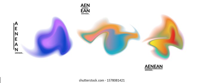 Abstract futuristic wavy shapes. Set of blended transparent gradients. Futuristic vector illustration badge set. Smooth fluid bubbles with flame effect.
