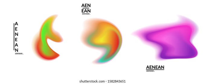 Abstract futuristic wavy shapes. Set of blended transparent gradients. Futuristic vector illustration badge set. Smooth fluid bubbles with flame effect.
