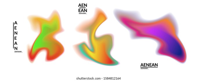 Abstract futuristic wavy shapes. Set of blended transparent gradients. Futuristic vector illustration badge set. Smooth fluid bubbles with flame effect.

