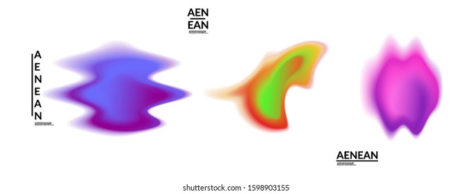 Abstract futuristic wavy shapes. Set of blended transparent gradients. Futuristic vector illustration badge set. Smooth fluid bubbles with flame effect.

