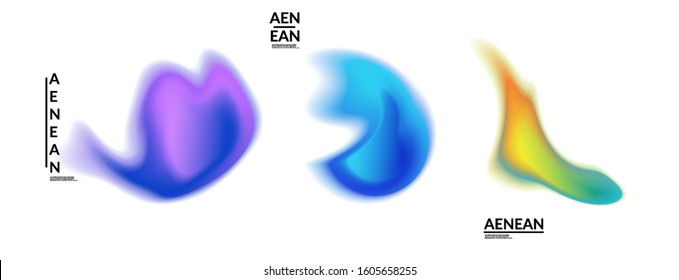 Abstract futuristic wavy shapes. Set of blended transparent gradients. Futuristic vector illustration badge set. Smooth fluid bubbles with flame effect.
