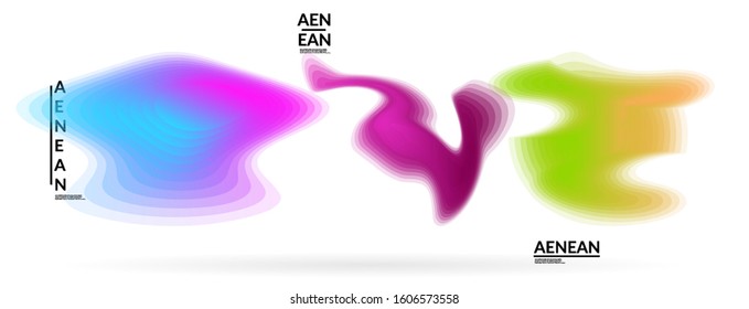 Abstract futuristic wavy shapes. Set of blended transparent gradients. Futuristic vector illustration badge set. Smooth fluid bubbles with flame effect.
