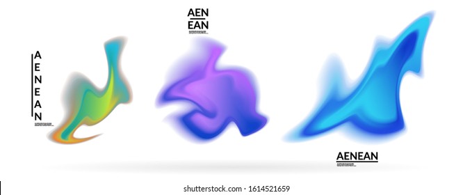 Abstract futuristic wavy shapes. Set of blended transparent gradients. Futuristic vector illustration badge set. Smooth fluid bubbles with flame effect.
