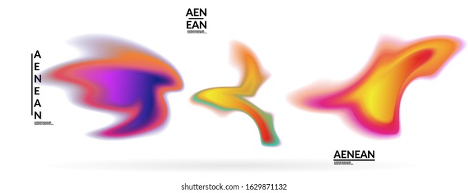 Abstract futuristic wavy shapes. Set of blended transparent gradients. Futuristic vector illustration badge set. Smooth fluid bubbles with flame effect.
