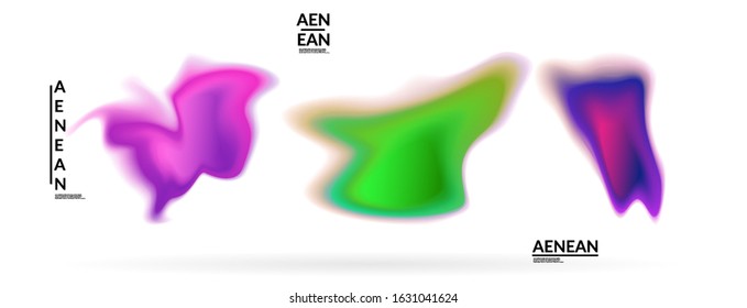 Abstract futuristic wavy shapes. Set of blended transparent gradients. Futuristic vector illustration badge set. Smooth fluid bubbles with flame effect.
