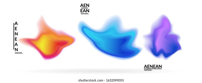 Abstract futuristic wavy shapes. Set of blended transparent gradients. Futuristic vector illustration badge set. Smooth fluid bubbles with flame effect.
