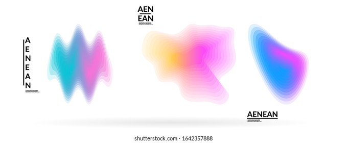 Abstract futuristic wavy shapes. Set of blended transparent gradients. Futuristic vector illustration badge set. Smooth fluid bubbles with flame effect.
