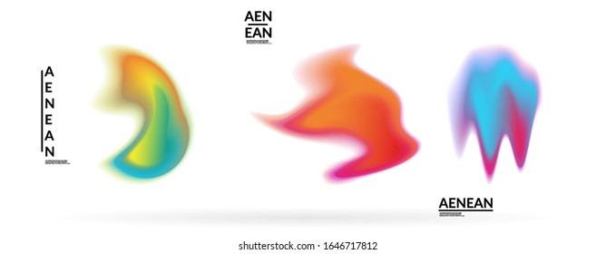 Abstract futuristic wavy shapes. Set of blended transparent gradients. Futuristic vector illustration badge set. Smooth fluid bubbles with flame effect.
