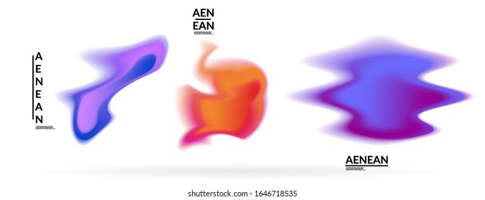 Abstract futuristic wavy shapes. Set of blended transparent gradients. Futuristic vector illustration badge set. Smooth fluid bubbles with flame effect.
