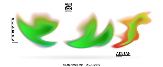 Abstract futuristic wavy shapes. Set of blended transparent gradients. Futuristic vector illustration badge set. Smooth fluid bubbles with flame effect.