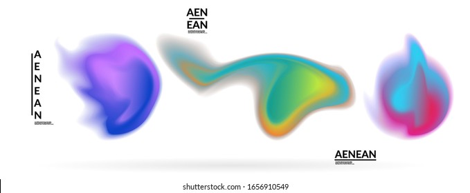Abstract futuristic wavy shapes. Set of blended transparent gradients. Futuristic vector illustration badge set. Smooth fluid bubbles with flame effect.
