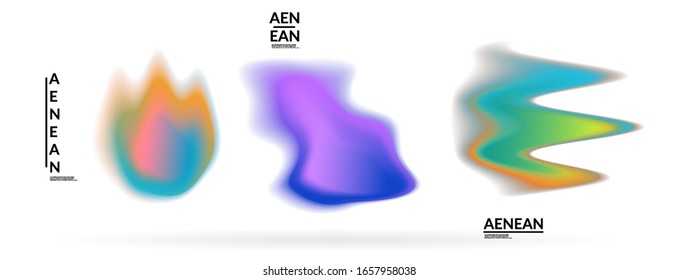 Abstract futuristic wavy shapes. Set of blended transparent gradients. Futuristic vector illustration badge set. Smooth fluid bubbles with flame effect.
