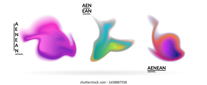 Abstract futuristic wavy shapes. Set of blended transparent gradients. Futuristic vector illustration badge set. Smooth fluid bubbles with flame effect.
