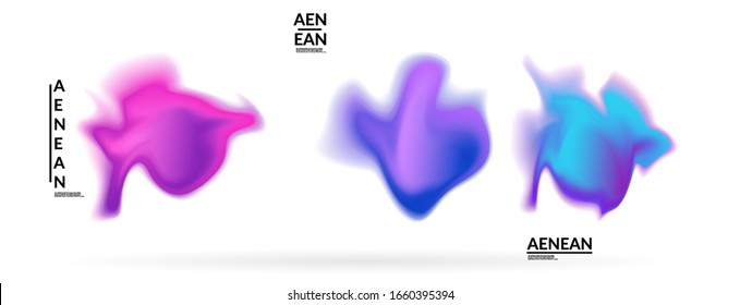 Abstract futuristic wavy shapes. Set of blended transparent gradients. Futuristic vector illustration badge set. Smooth fluid bubbles with flame effect.
