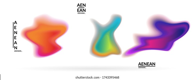 Abstract futuristic wavy shapes. Set of blended transparent gradients. Futuristic vector illustration badge set. Smooth fluid bubbles with flame effect.
