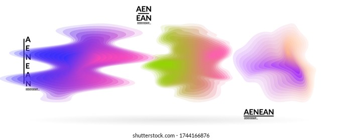 Abstract futuristic wavy shapes. Set of blended transparent gradients. Futuristic vector illustration badge set. Smooth fluid bubbles with flame effect.

