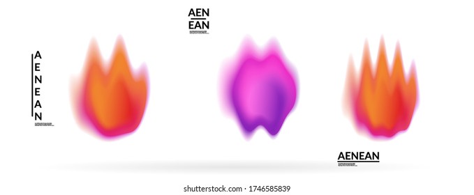 Abstract futuristic wavy shapes. Set of blended transparent gradients. Futuristic vector illustration badge set. Smooth fluid bubbles with flame effect.
