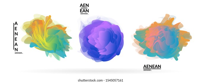 Abstract futuristic wavy shapes. Futuristic vector illustration badge set. Gradient bubbles with transparent random overlapping flower like shapes
