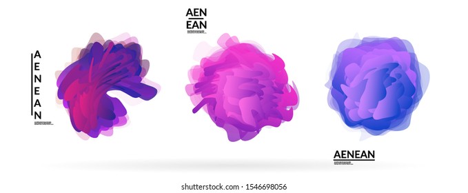 Abstract futuristic wavy shapes. Futuristic vector illustration badge set. Gradient bubbles with transparent random overlapping flower like shapes
