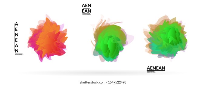 Abstract futuristic wavy shapes. Futuristic vector illustration badge set. Gradient bubbles with transparent random overlapping flower like shapes
