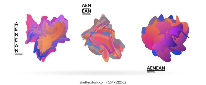 Abstract futuristic wavy shapes. Futuristic vector illustration badge set. Gradient bubbles with transparent random overlapping flower like shapes
