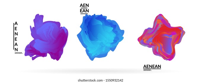Abstract futuristic wavy shapes. Futuristic vector illustration badge set. Gradient bubbles with transparent random overlapping flower like shapes
