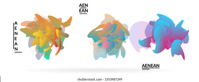 Abstract futuristic wavy shapes. Futuristic vector illustration badge set. Gradient bubbles with transparent random overlapping flower like shapes
