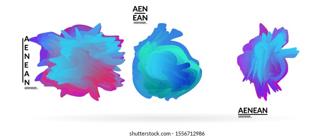 Abstract futuristic wavy shapes. Futuristic vector illustration badge set. Gradient bubbles with transparent random overlapping flower like shapes
