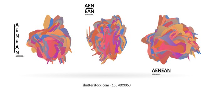 Abstract futuristic wavy shapes. Futuristic vector illustration badge set. Gradient bubbles with transparent random overlapping flower like shapes
