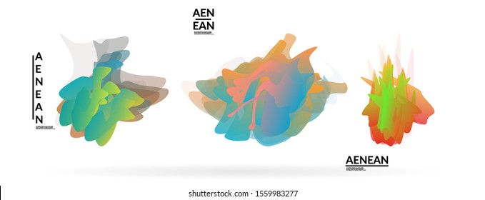 Abstract futuristic wavy shapes. Futuristic vector illustration badge set. Gradient bubbles with transparent random overlapping flower like shapes
