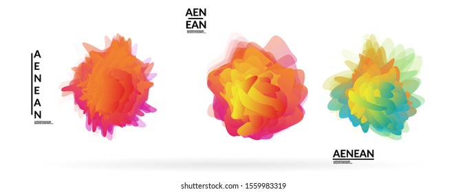 Abstract futuristic wavy shapes. Futuristic vector illustration badge set. Gradient bubbles with transparent random overlapping flower like shapes
