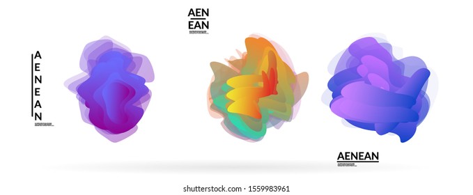 Abstract futuristic wavy shapes. Futuristic vector illustration badge set. Gradient bubbles with transparent random overlapping flower like shapes
