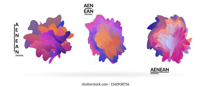 Abstract futuristic wavy shapes. Futuristic vector illustration badge set. Gradient bubbles with transparent random overlapping flower like shapes
