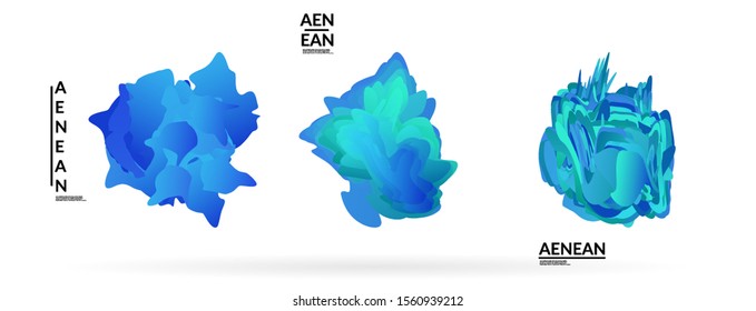 Abstract futuristic wavy shapes. Futuristic vector illustration badge set. Gradient bubbles with transparent random overlapping flower like shapes
