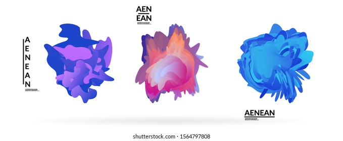 Abstract futuristic wavy shapes. Futuristic vector illustration badge set. Gradient bubbles with transparent random overlapping flower like shapes
