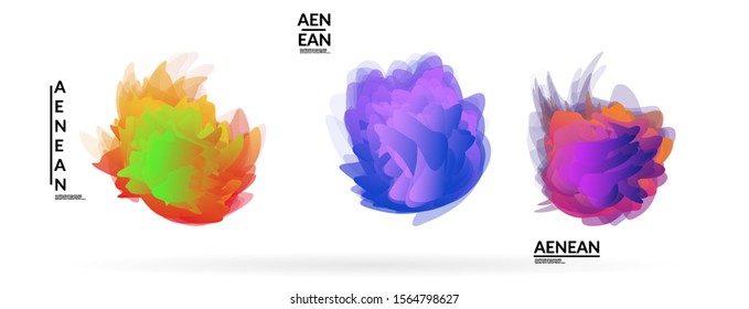 Abstract futuristic wavy shapes. Futuristic vector illustration badge set. Gradient bubbles with transparent random overlapping flower like shapes
