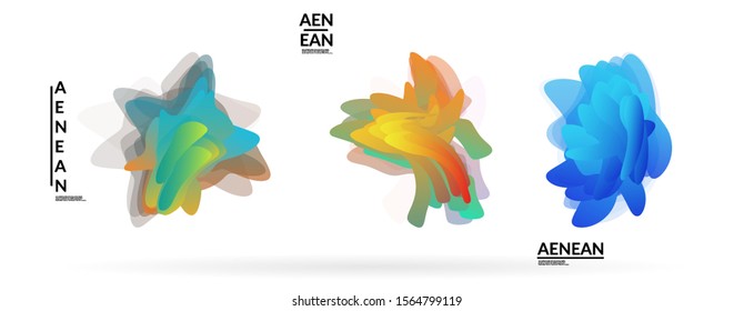 Abstract futuristic wavy shapes. Futuristic vector illustration badge set. Gradient bubbles with transparent random overlapping flower like shapes
