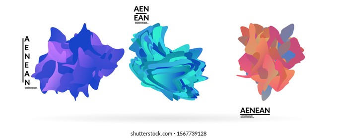 Abstract futuristic wavy shapes. Futuristic vector illustration badge set. Gradient bubbles with transparent random overlapping flower like shapes
