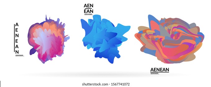 Abstract futuristic wavy shapes. Futuristic vector illustration badge set. Gradient bubbles with transparent random overlapping flower like shapes
