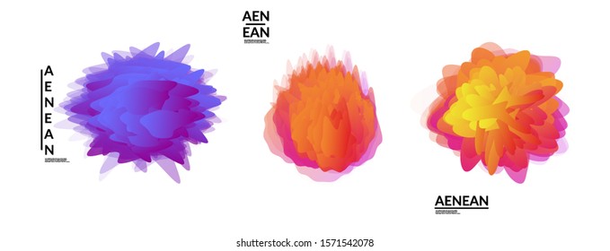 Abstract futuristic wavy shapes. Futuristic vector illustration badge set. Gradient bubbles with transparent random overlapping flower like shapes
