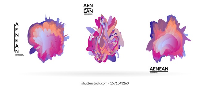 Abstract futuristic wavy shapes. Futuristic vector illustration badge set. Gradient bubbles with transparent random overlapping flower like shapes
