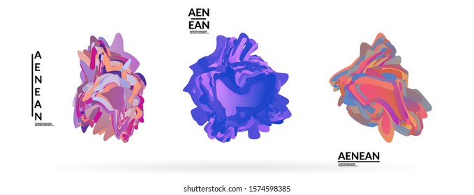 Abstract futuristic wavy shapes. Futuristic vector illustration badge set. Gradient bubbles with transparent random overlapping flower like shapes

