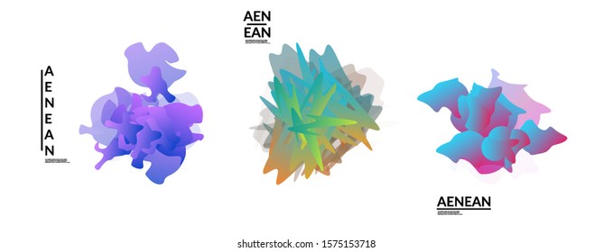 Abstract futuristic wavy shapes. Futuristic vector illustration badge set. Gradient bubbles with transparent random overlapping flower like shapes
