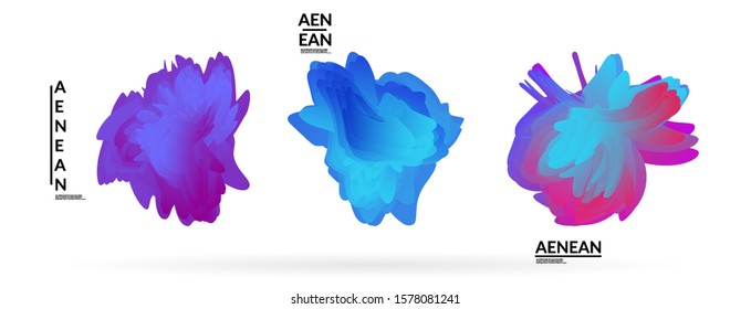 Abstract futuristic wavy shapes. Futuristic vector illustration badge set. Gradient bubbles with transparent random overlapping flower like shapes
