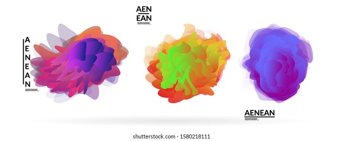 Abstract futuristic wavy shapes. Futuristic vector illustration badge set. Gradient bubbles with transparent random overlapping flower like shapes
