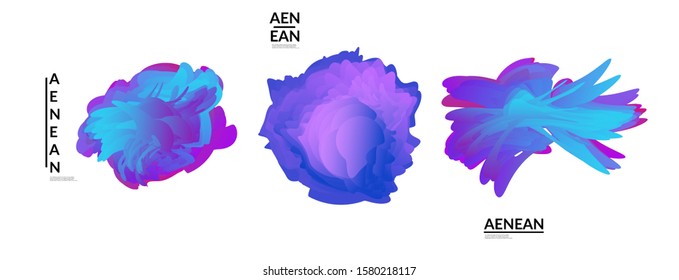 Abstract futuristic wavy shapes. Futuristic vector illustration badge set. Gradient bubbles with transparent random overlapping flower like shapes
