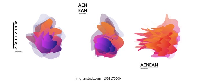 Abstract futuristic wavy shapes. Futuristic vector illustration badge set. Gradient bubbles with transparent random overlapping flower like shapes
