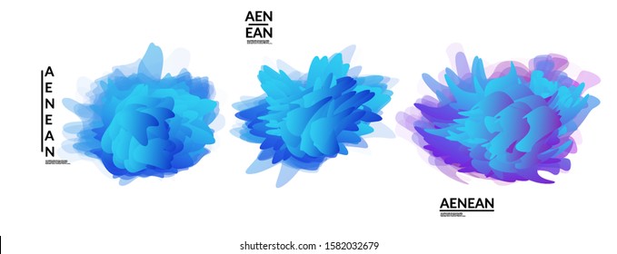 Abstract futuristic wavy shapes. Futuristic vector illustration badge set. Gradient bubbles with transparent random overlapping flower like shapes
