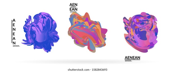 Abstract futuristic wavy shapes. Futuristic vector illustration badge set. Gradient bubbles with transparent random overlapping flower like shapes
